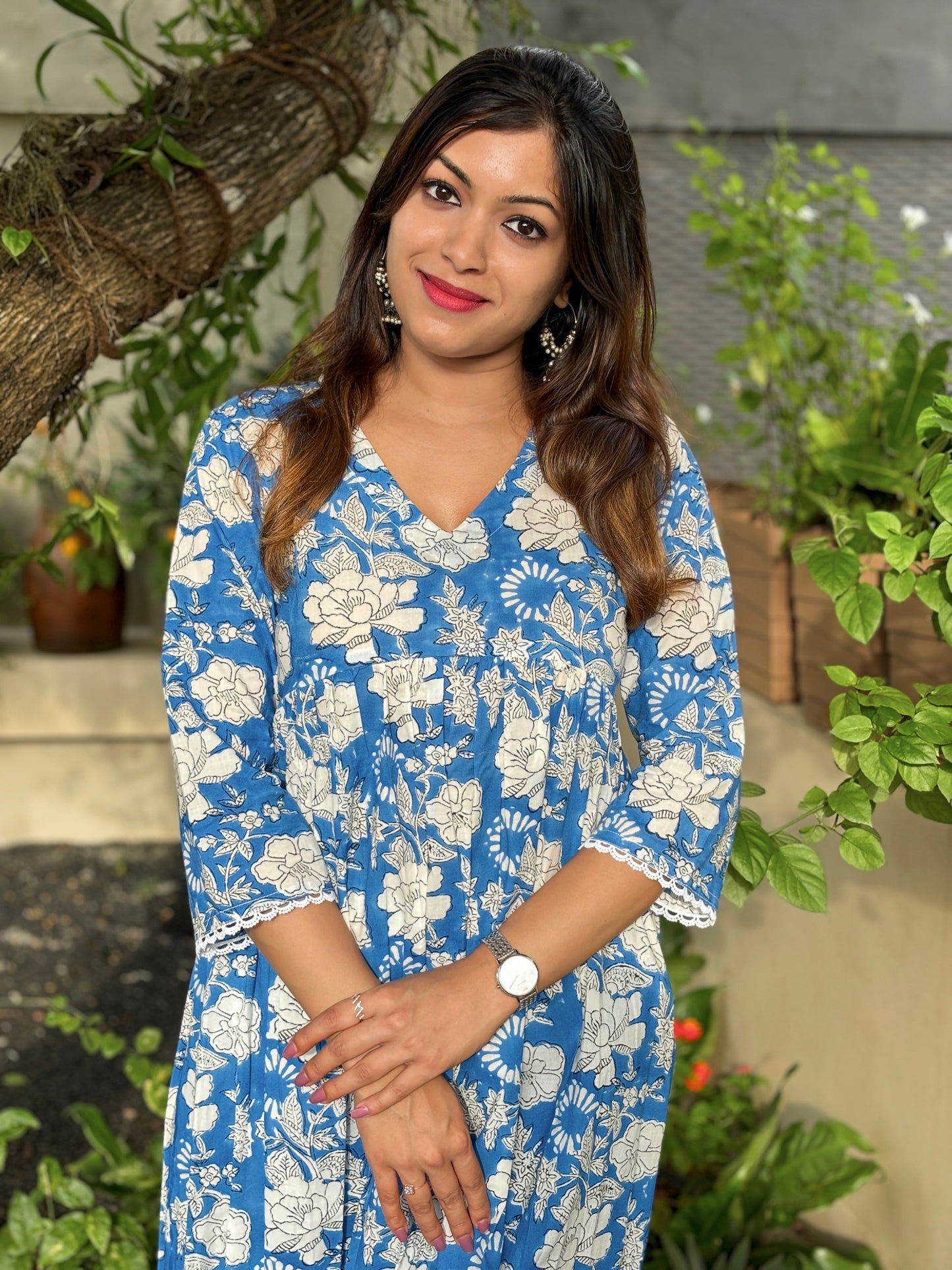 Jaal Block Printed Blue Co-ord Set