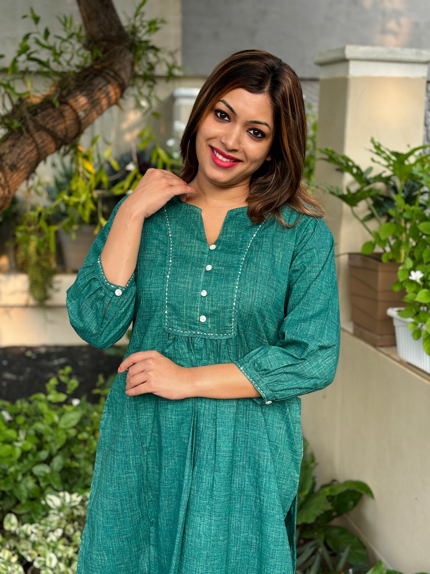 Rama Green Mesh Print Co-ord Set