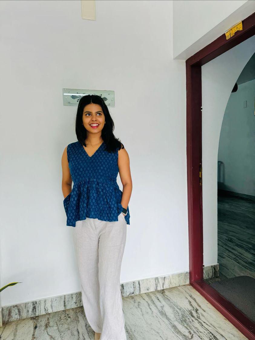 Sleeveless Indigo Dabu Print Top