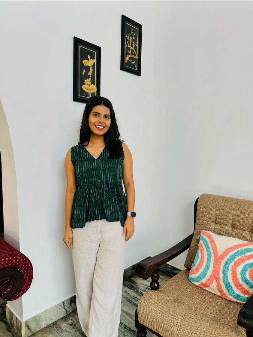 Sleeveless Green Dabu Print Top