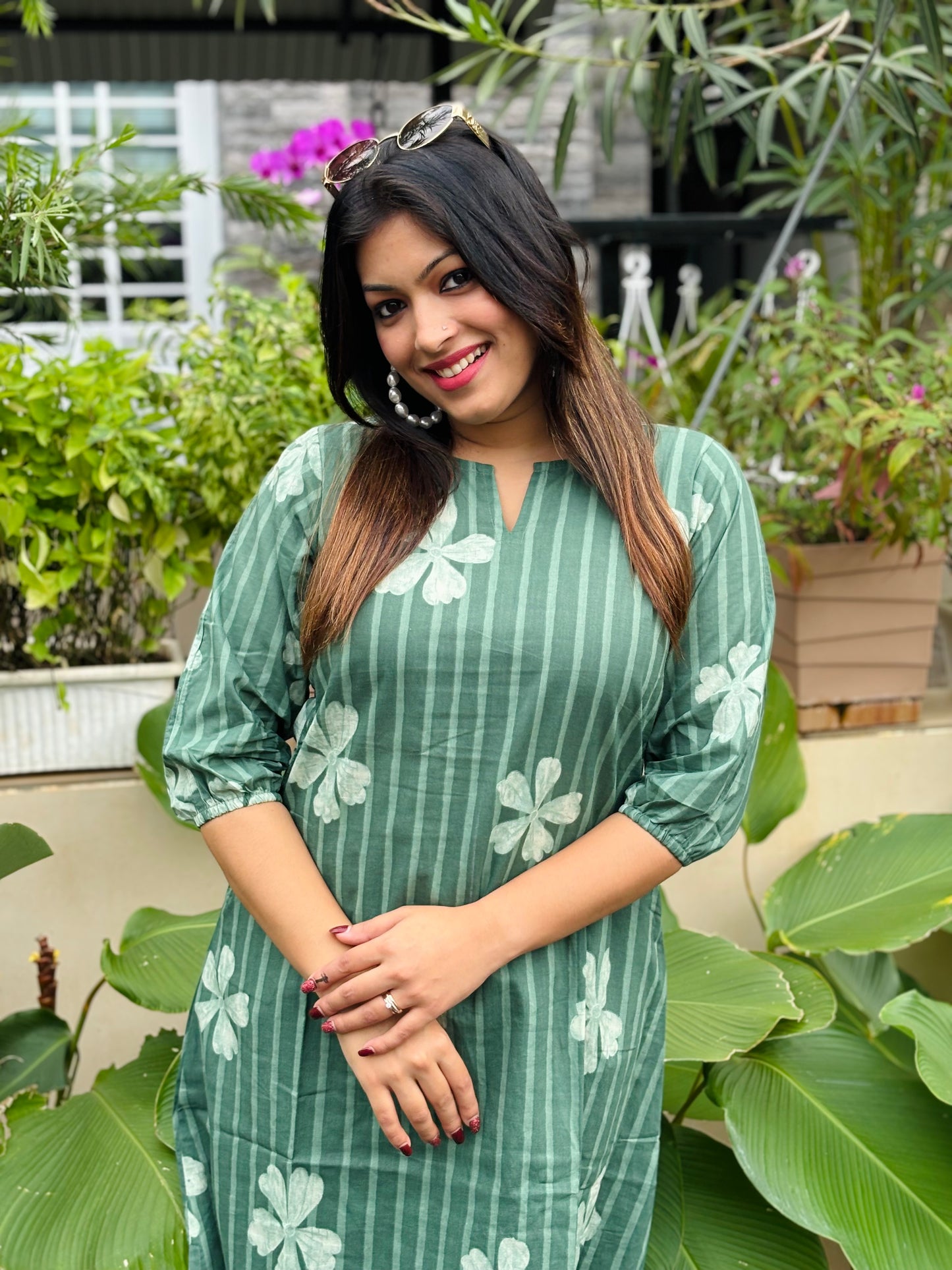 Leaf Green Floral Cotton Co-ord Set