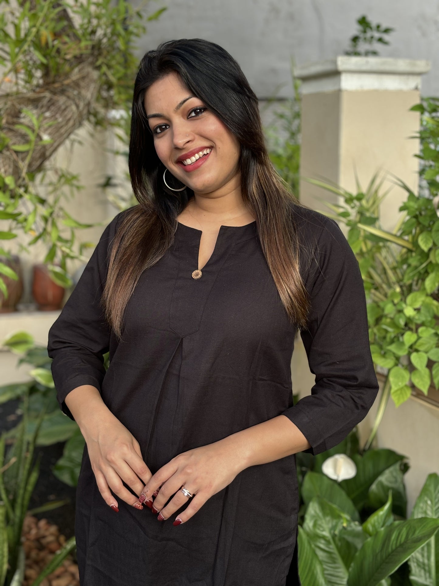 Black Plain Cotton Co-ord Set