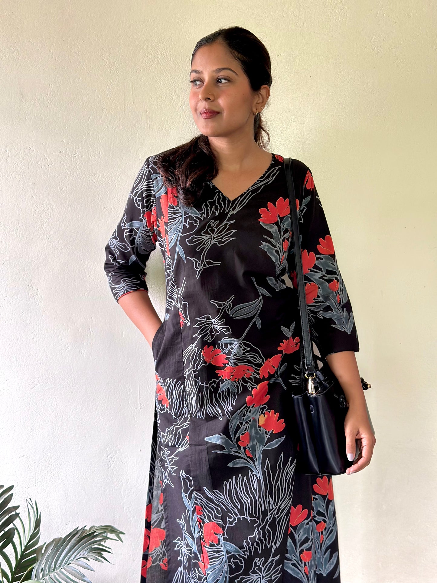 Black Big Floral Co-ord Set