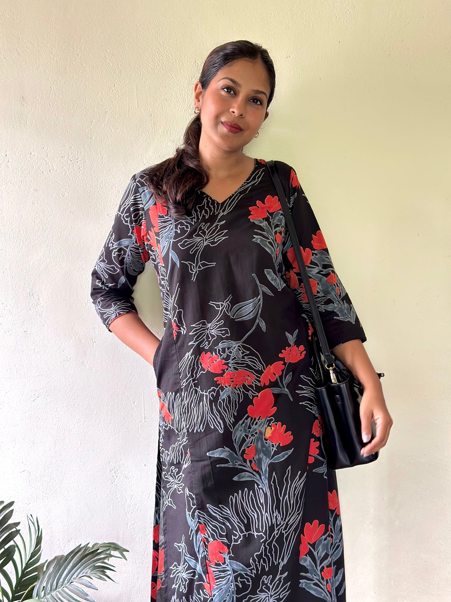 Black Big Floral Co-ord Set