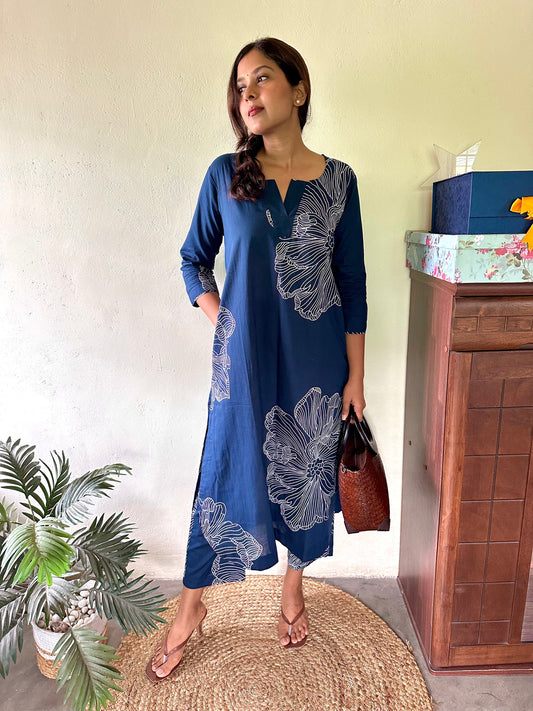 Navy Blue Big Floral Co-ord Set