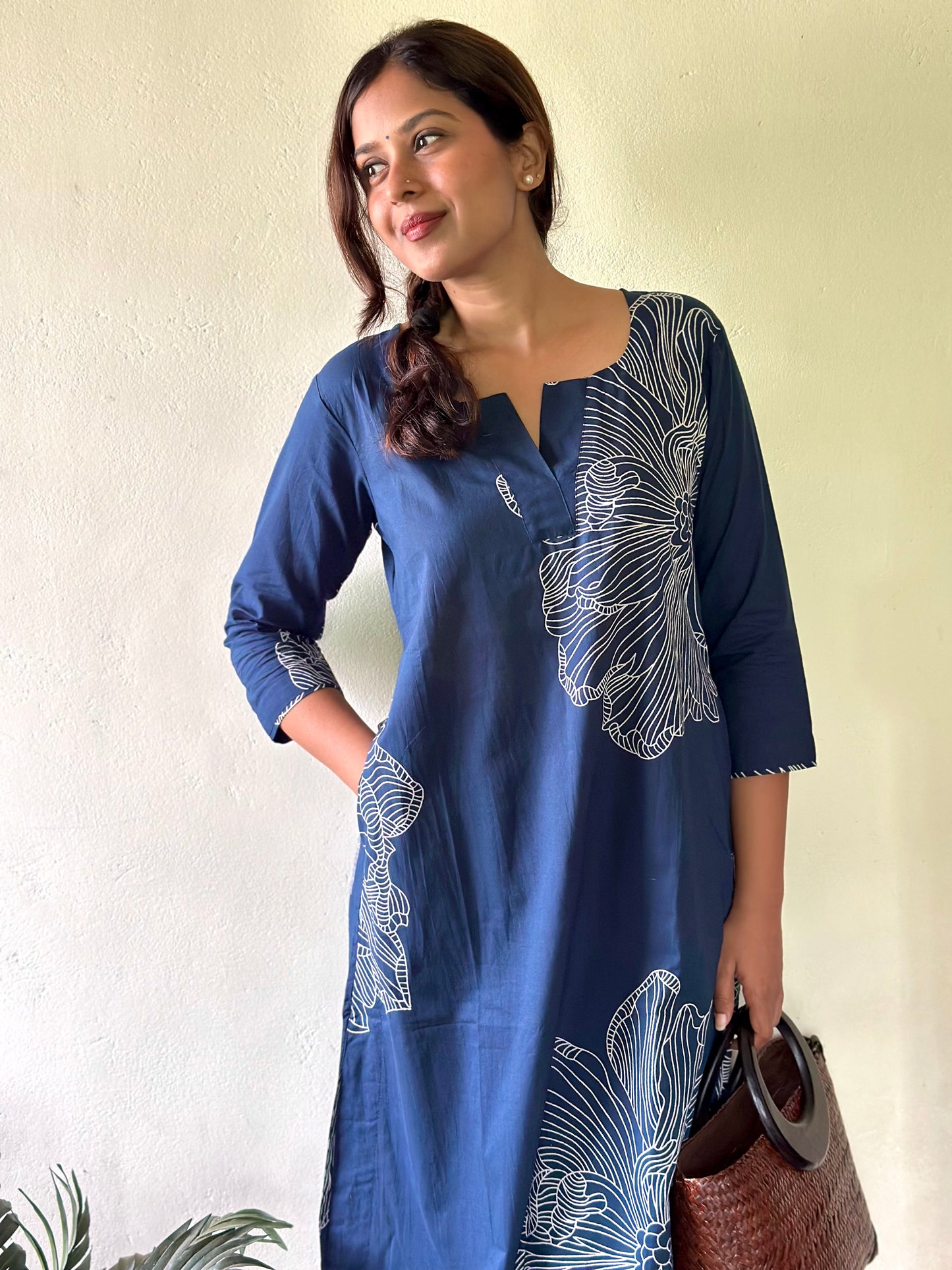 Navy Blue Big Floral Co-ord Set