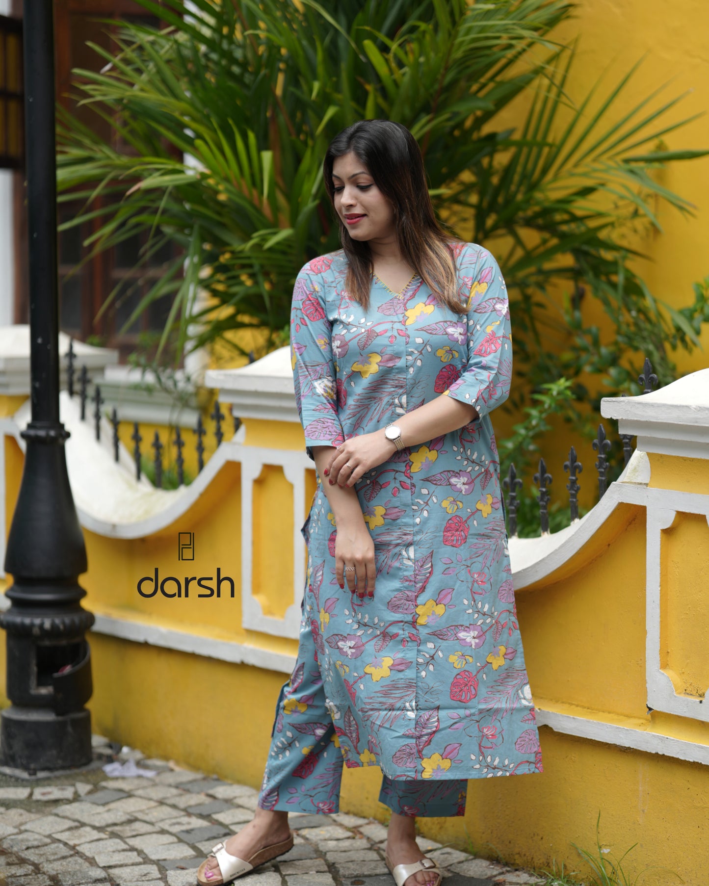 Bubble-gum Blue Floral Co-ord Set