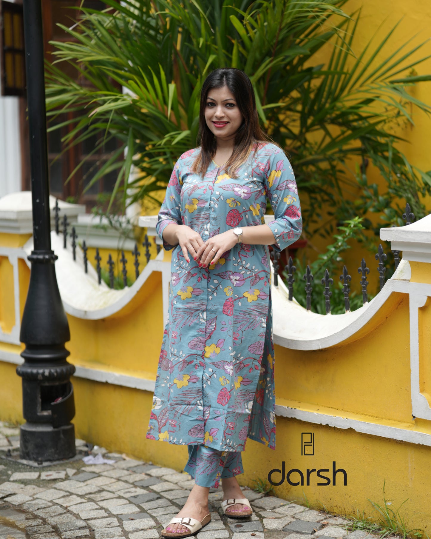 Bubble-gum Blue Floral Co-ord Set