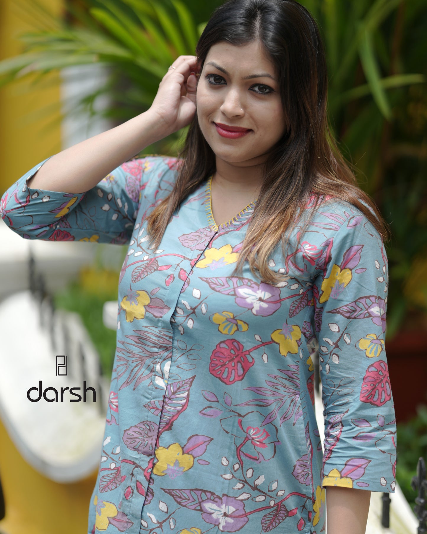 Bubble-gum Blue Floral Co-ord Set