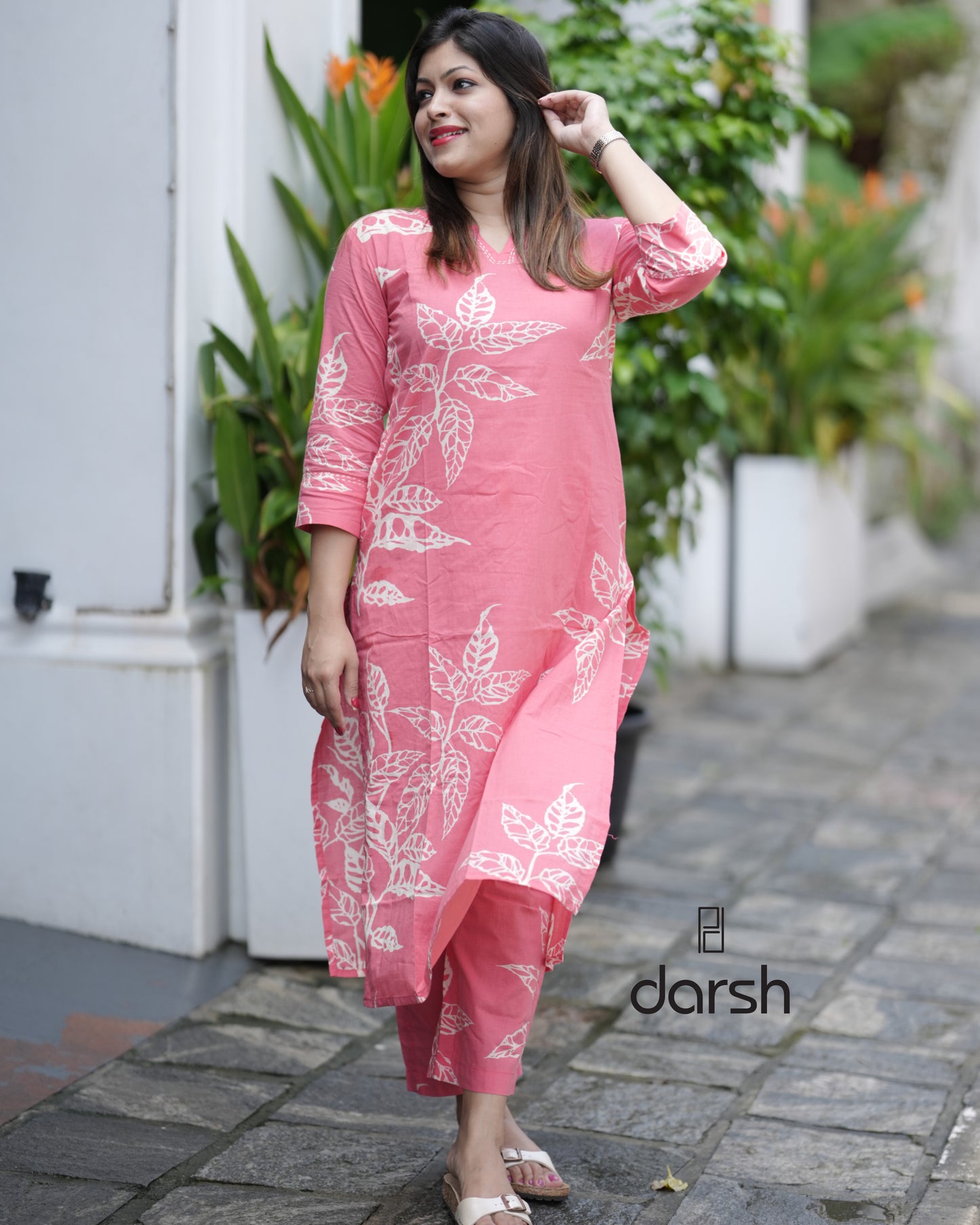 Peach Big Floral Co-ord Set