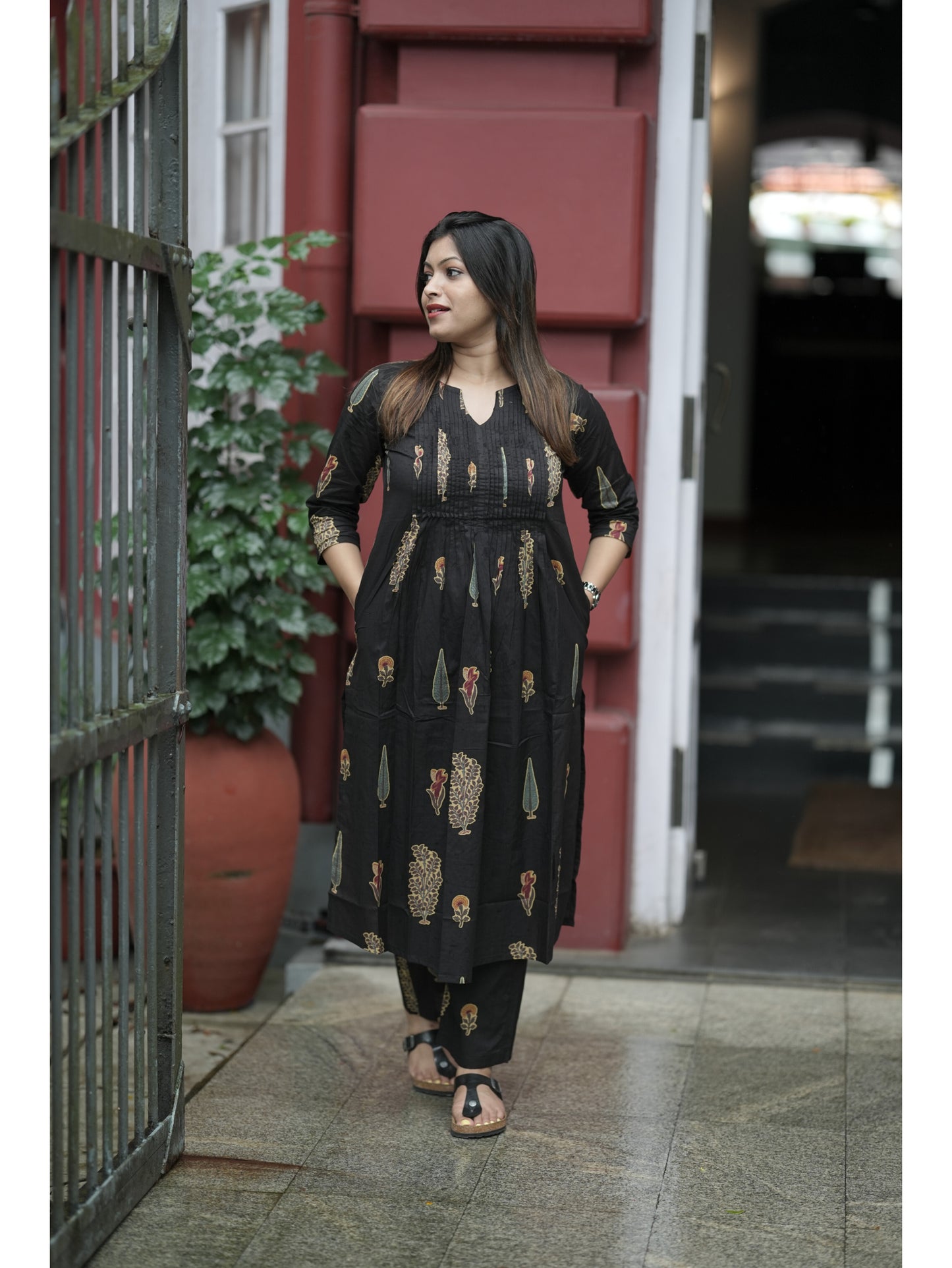 Black Sanganeri Floral Co-ord Set