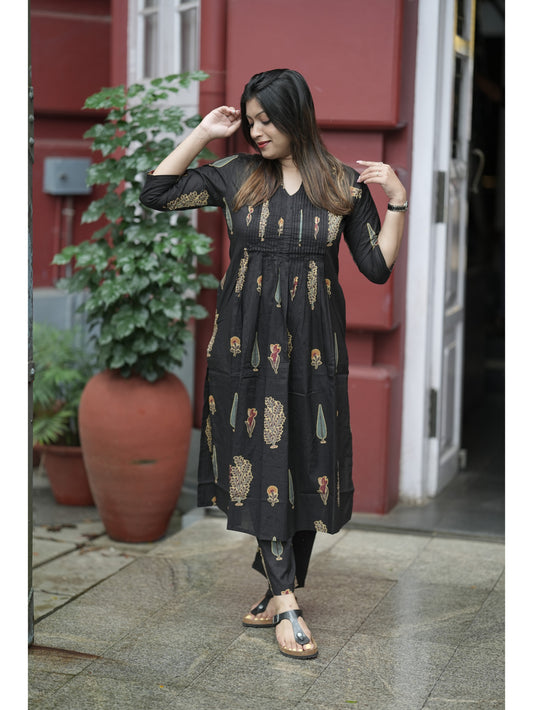 Black Sanganeri Floral Co-ord Set