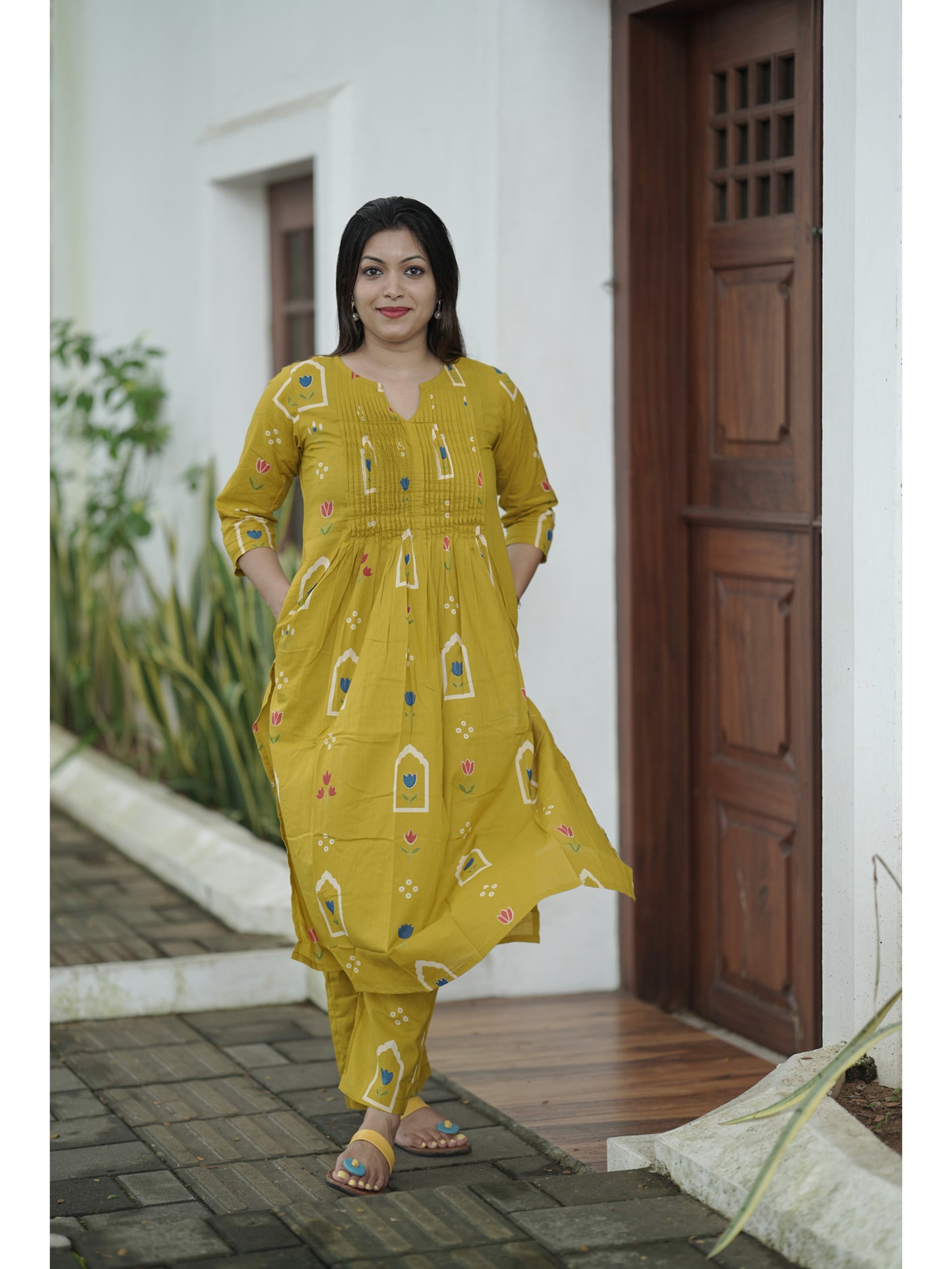 Yellow Sanganeri Floral Co-ord Set