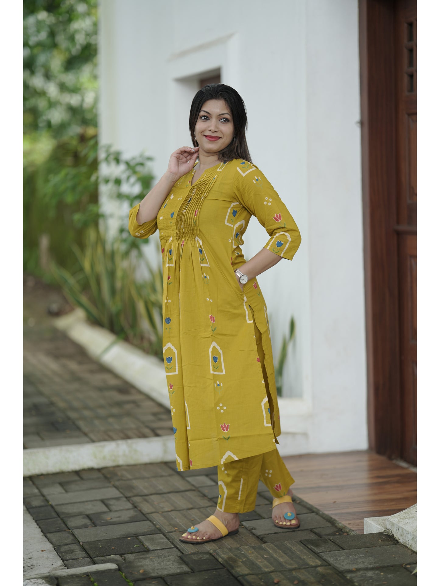 Yellow Sanganeri Floral Co-ord Set
