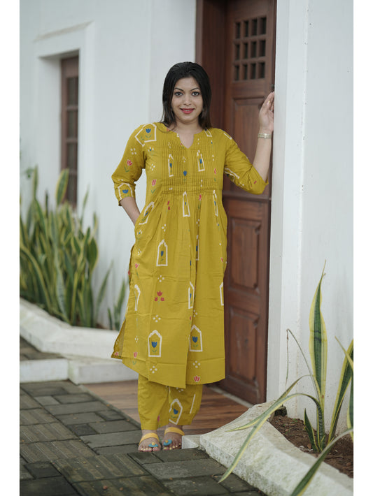 Yellow Sanganeri Floral Co-ord Set