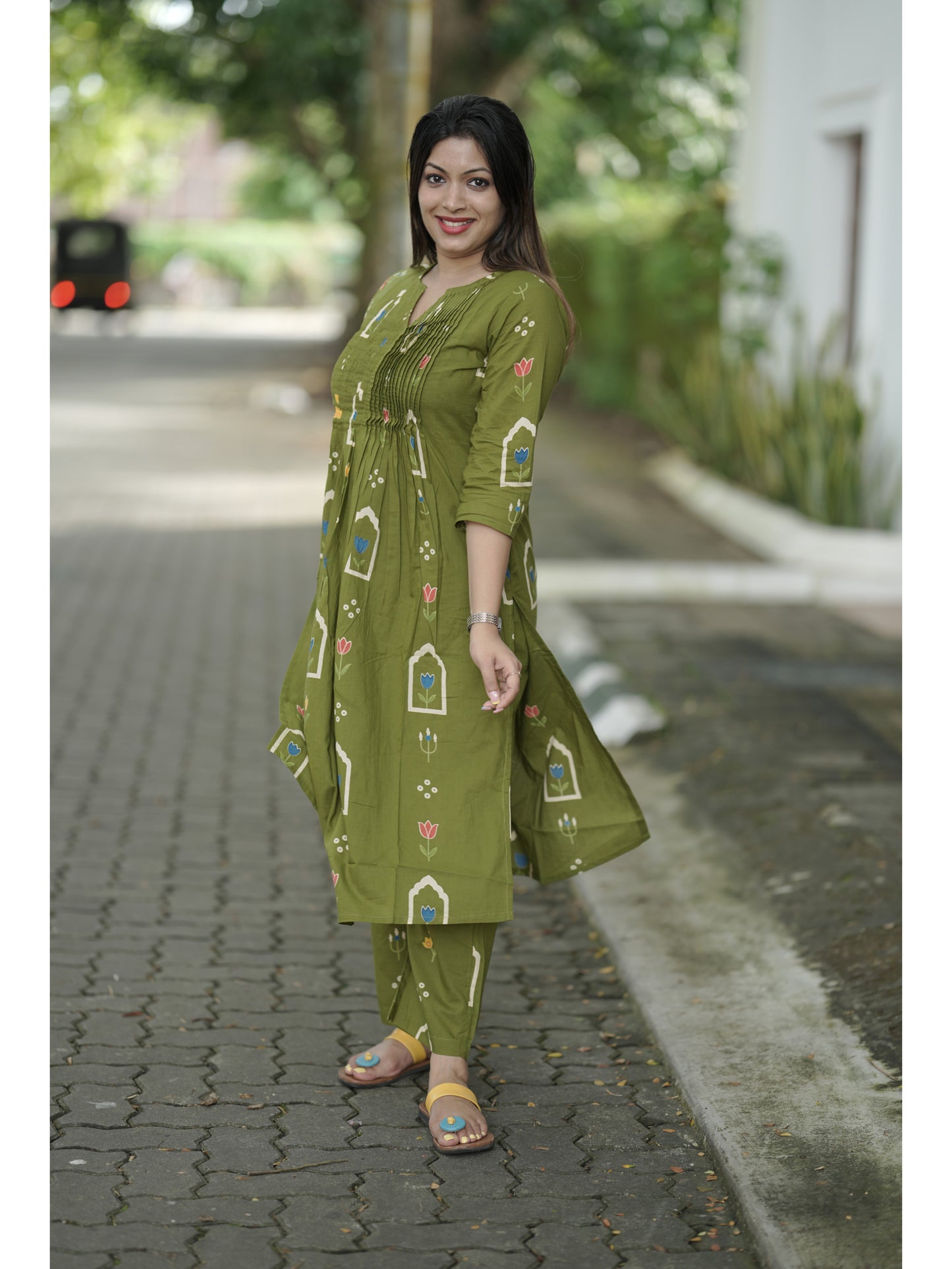 Green Sanganeri Floral Co-ord Set