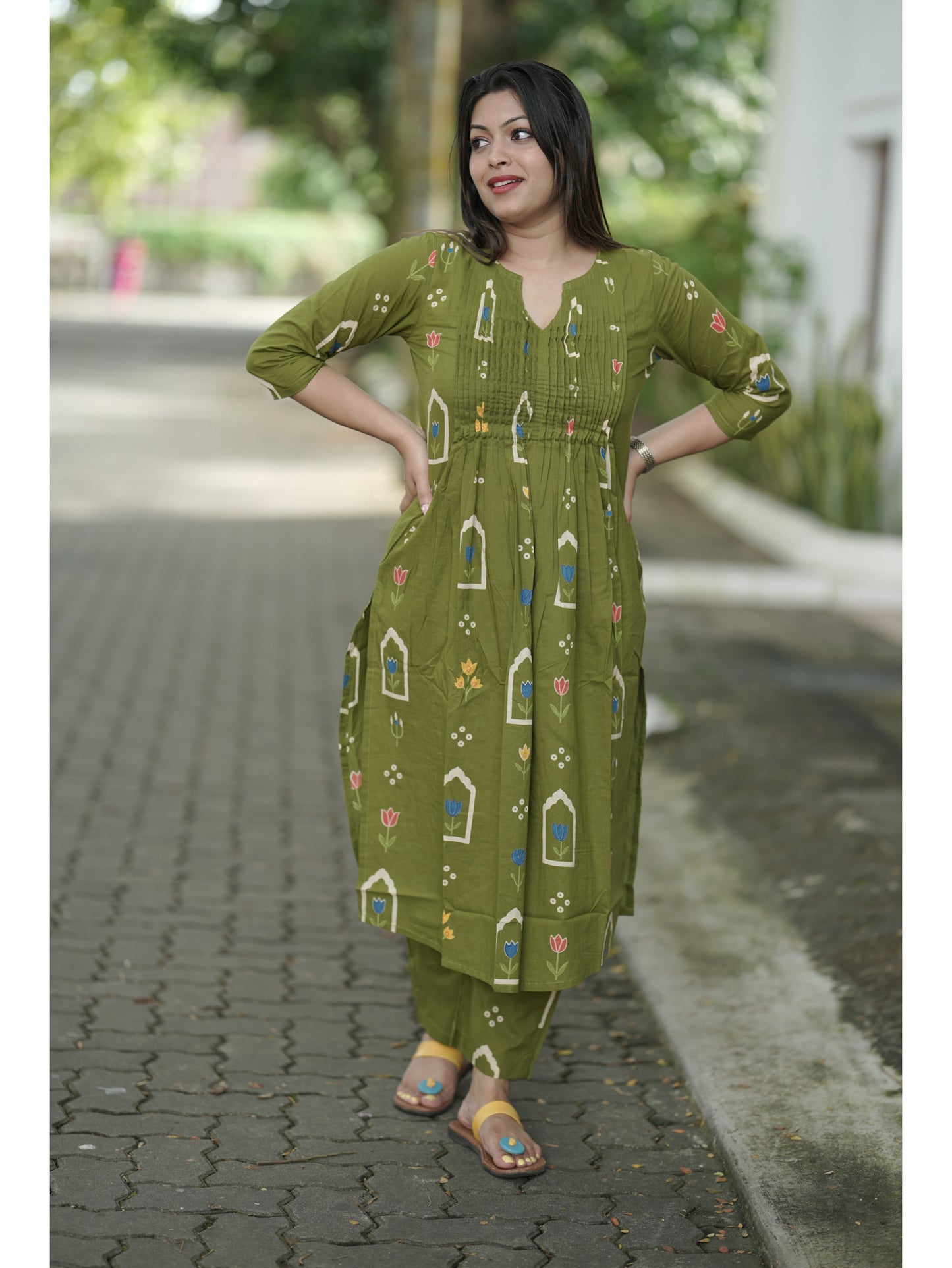 Green Sanganeri Floral Co-ord Set