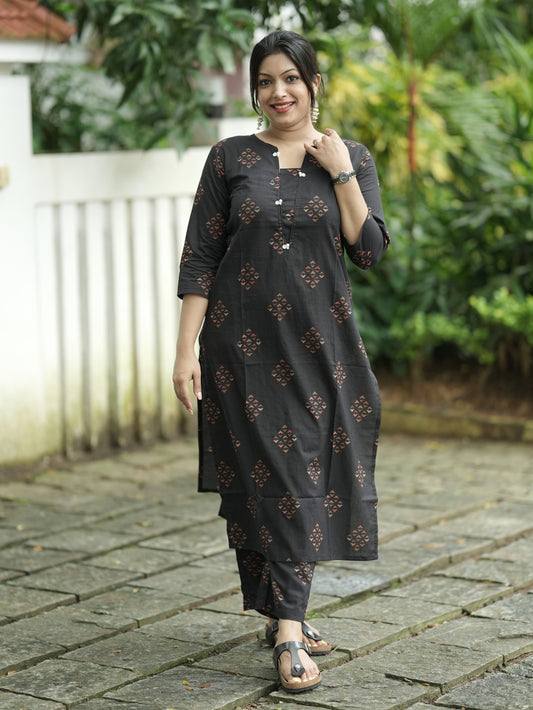 Black Geometry Print Co-ord Set