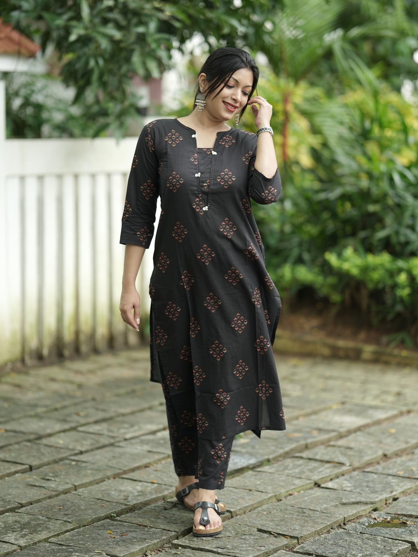 Black Geometry Print Co-ord Set