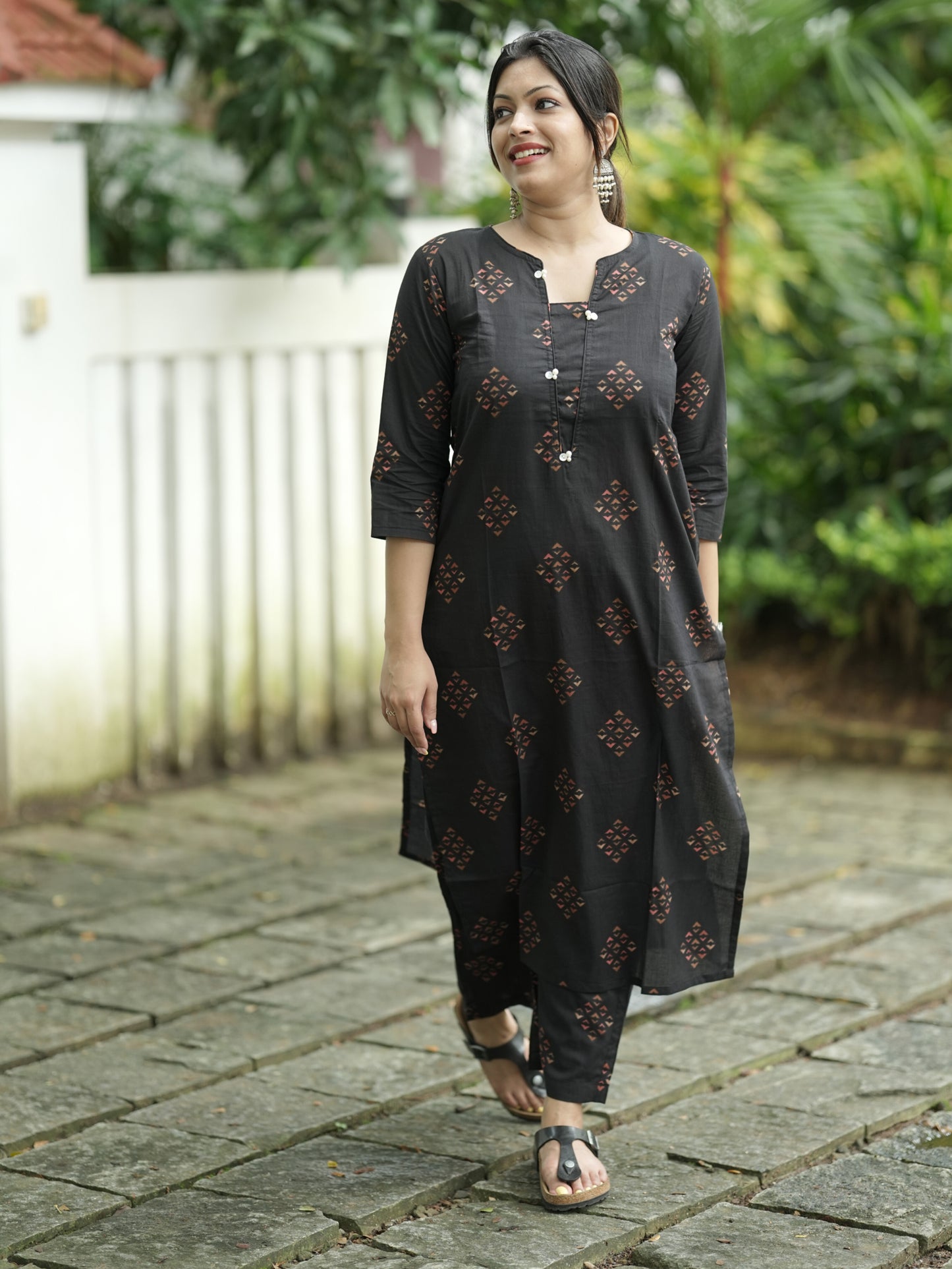 Black Geometry Print Co-ord Set