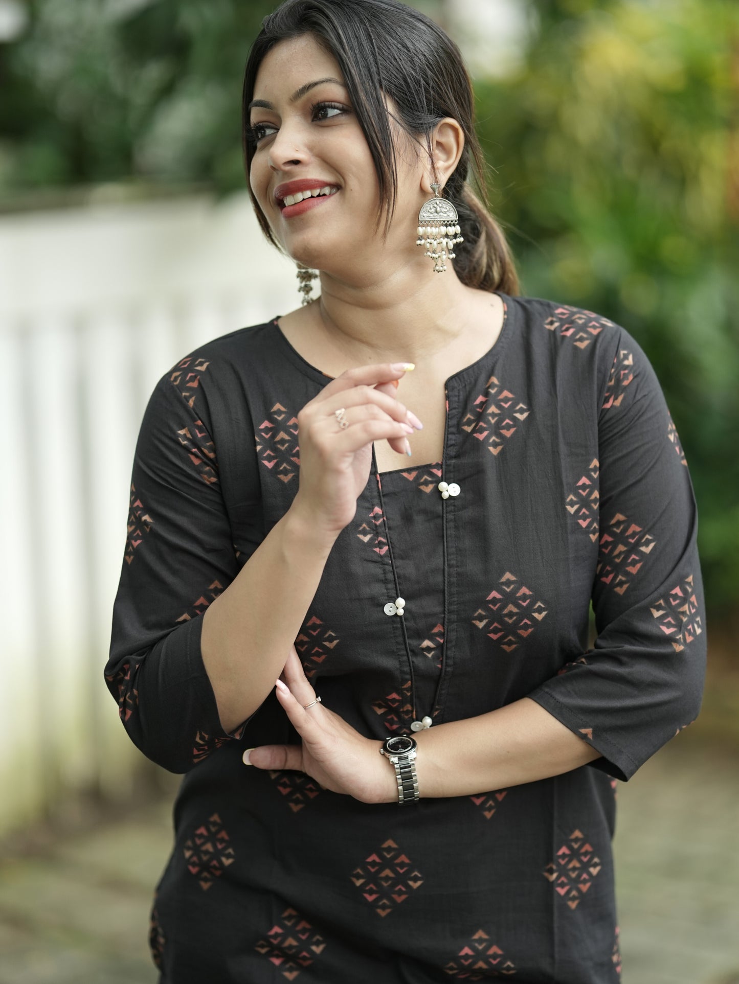 Black Geometry Print Co-ord Set