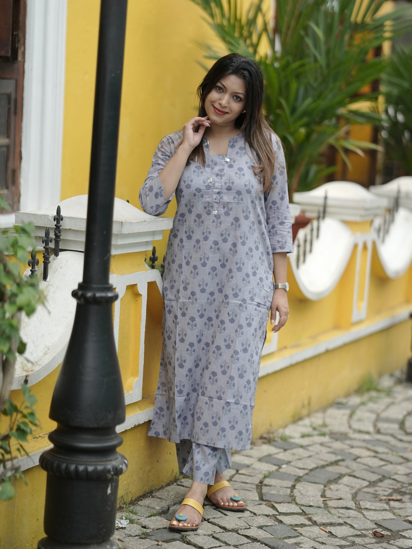 Grey Floral Print Co-ord Set