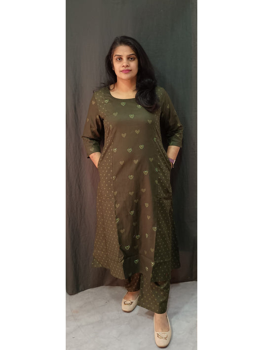Mehendi Green Hearts Cotton Co-ord Set
