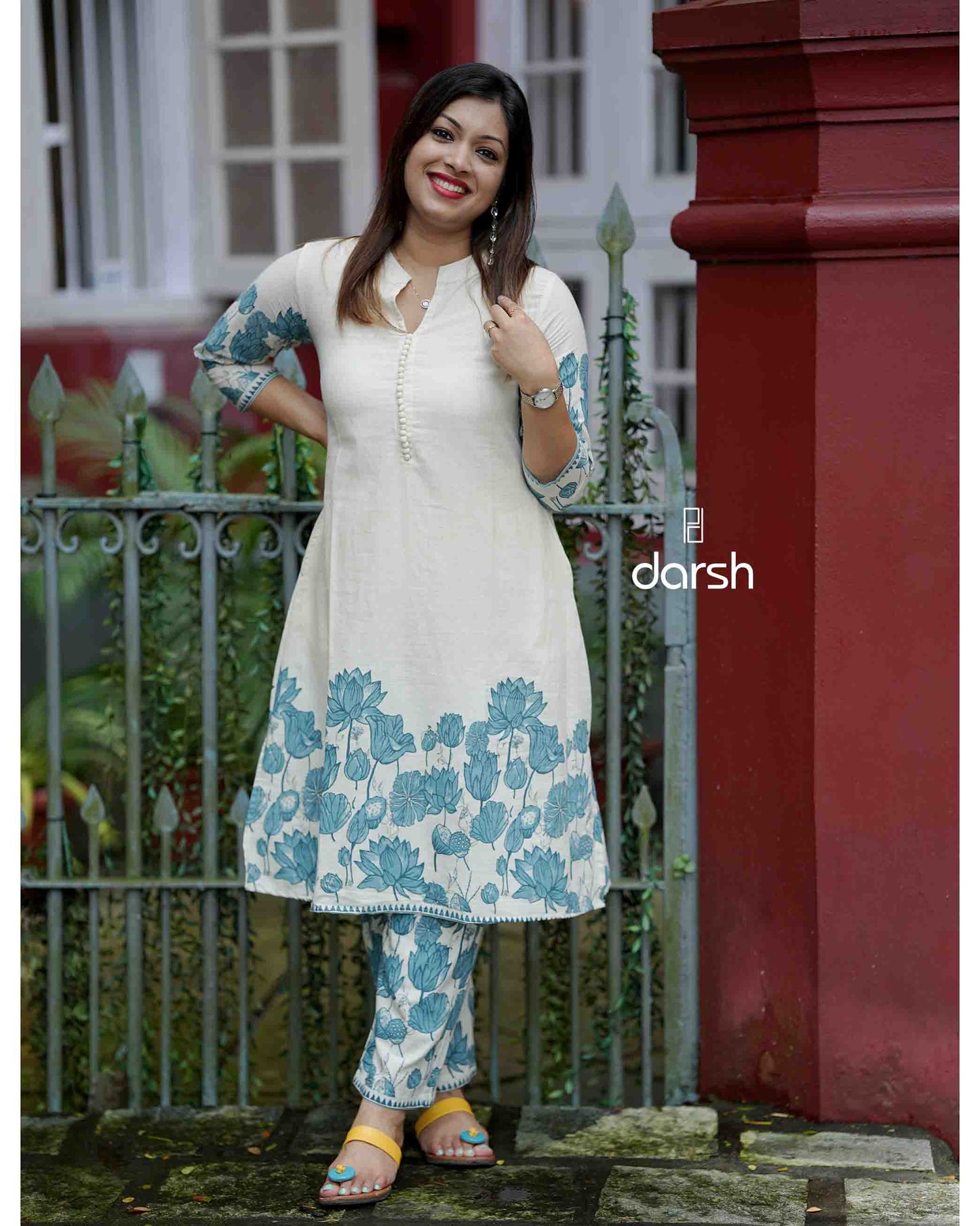 Blue Floral Border Co-ord Set