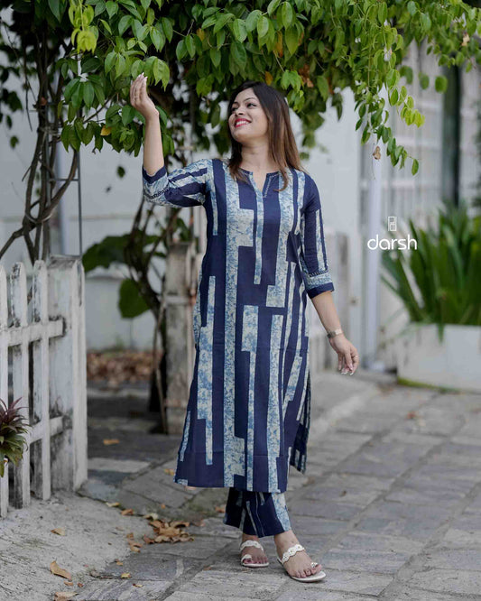Blue Abstract Print Co-ord Set