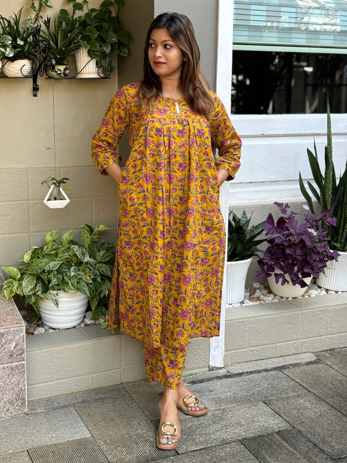 Mustard Yellow Floral Print Co-ord Set