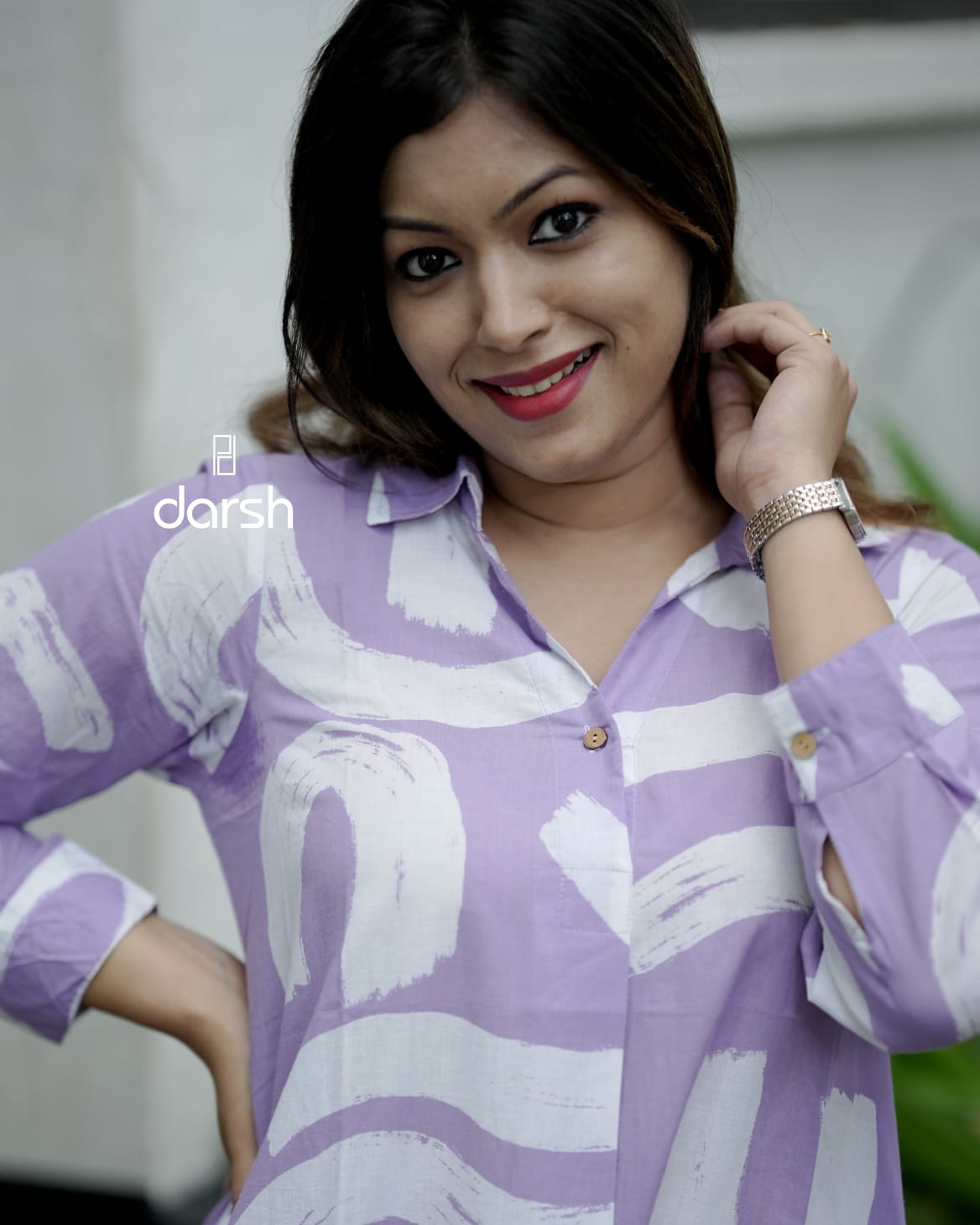 Abstract Lavender Print Collar Co-ord Set