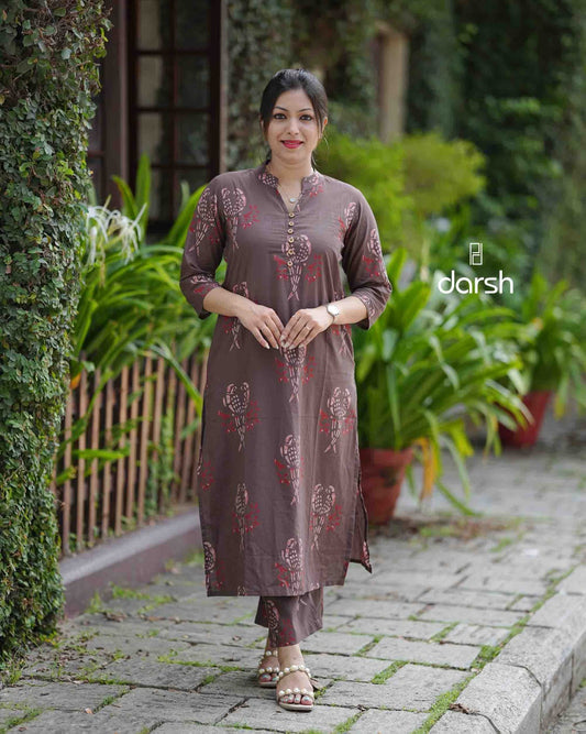 Pastel Garden Brown Co-ord Set