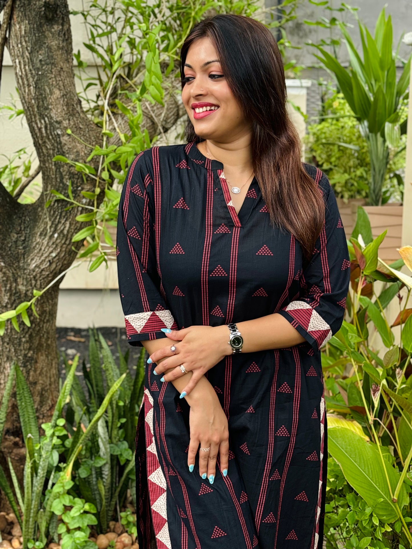 Black abstract print with border style co-ord set