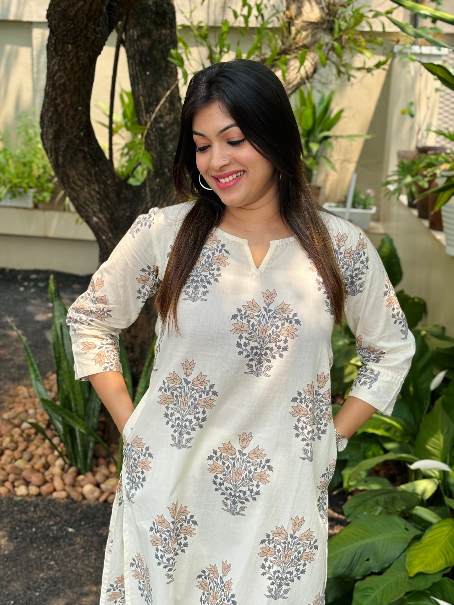 Office co-ord Peach Floral Cotton Co-ord Set Product Code : D126PEACH