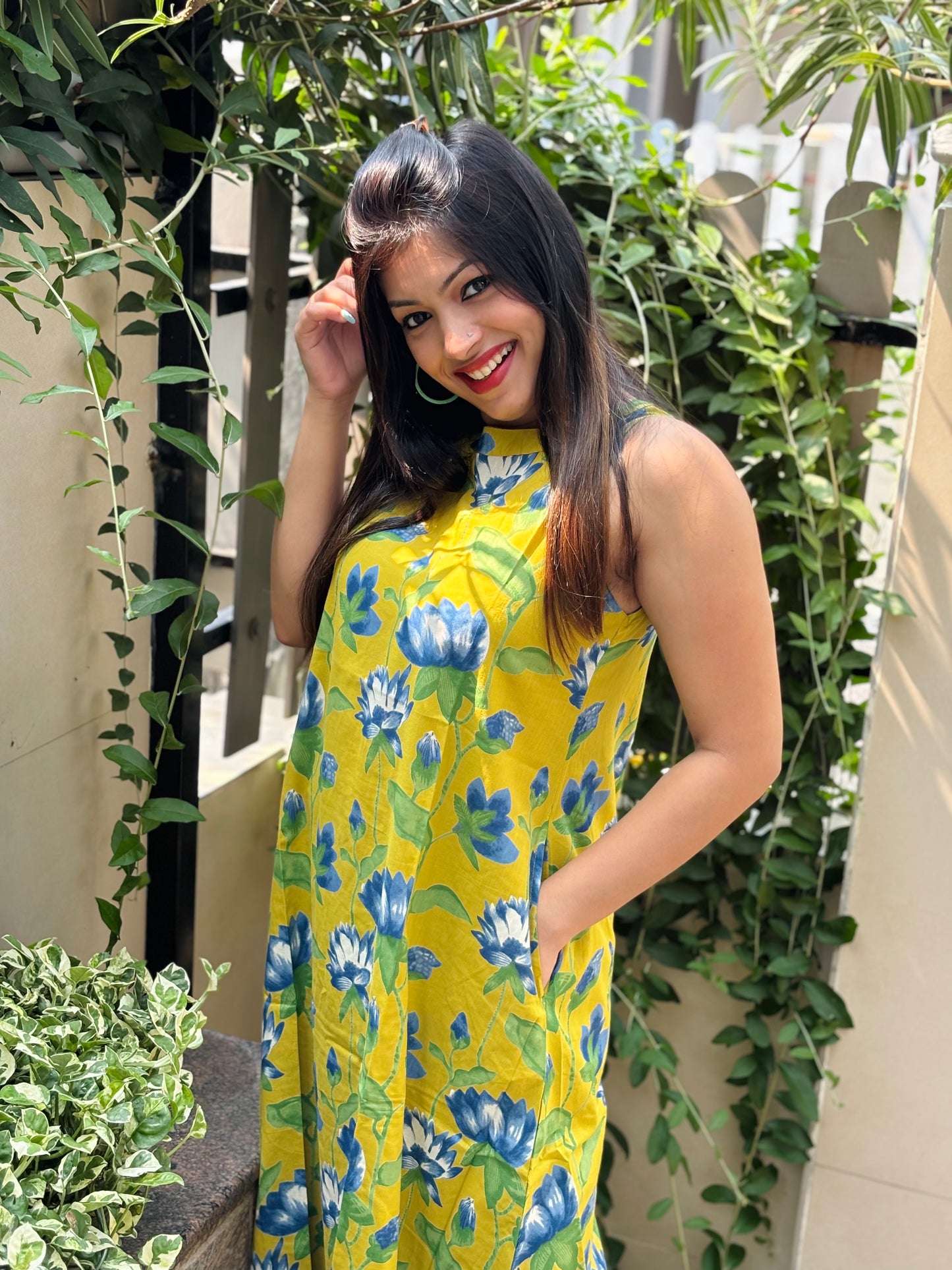 Sleeveless Sunshine Yellow Floral Co-ord Set