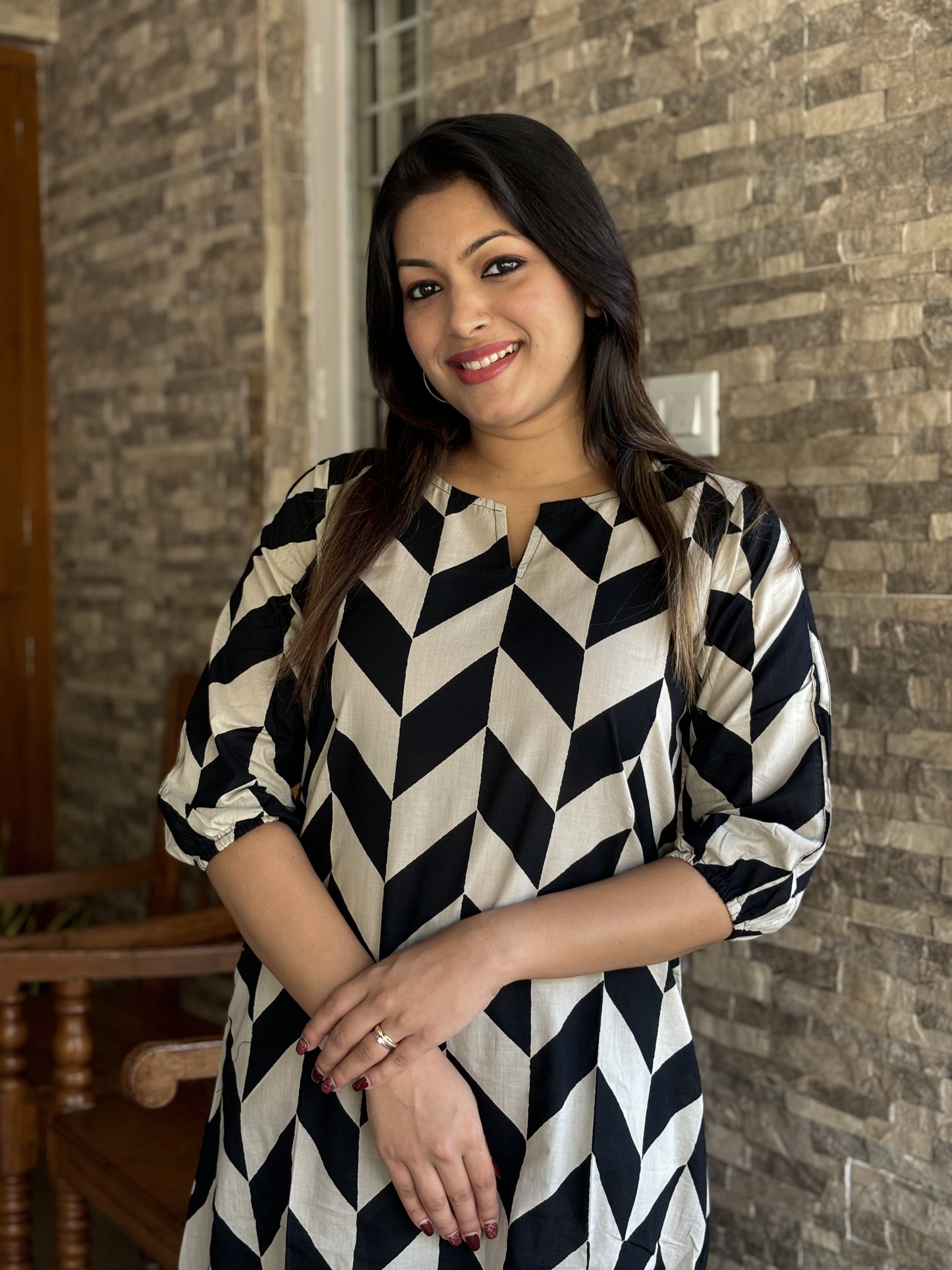 Abstract Black Print Cotton Co-ord Set
