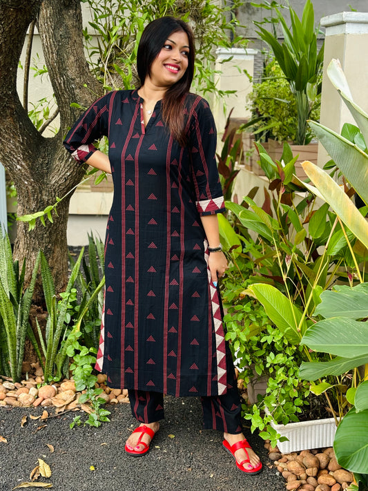 Black abstract print with border style co-ord set