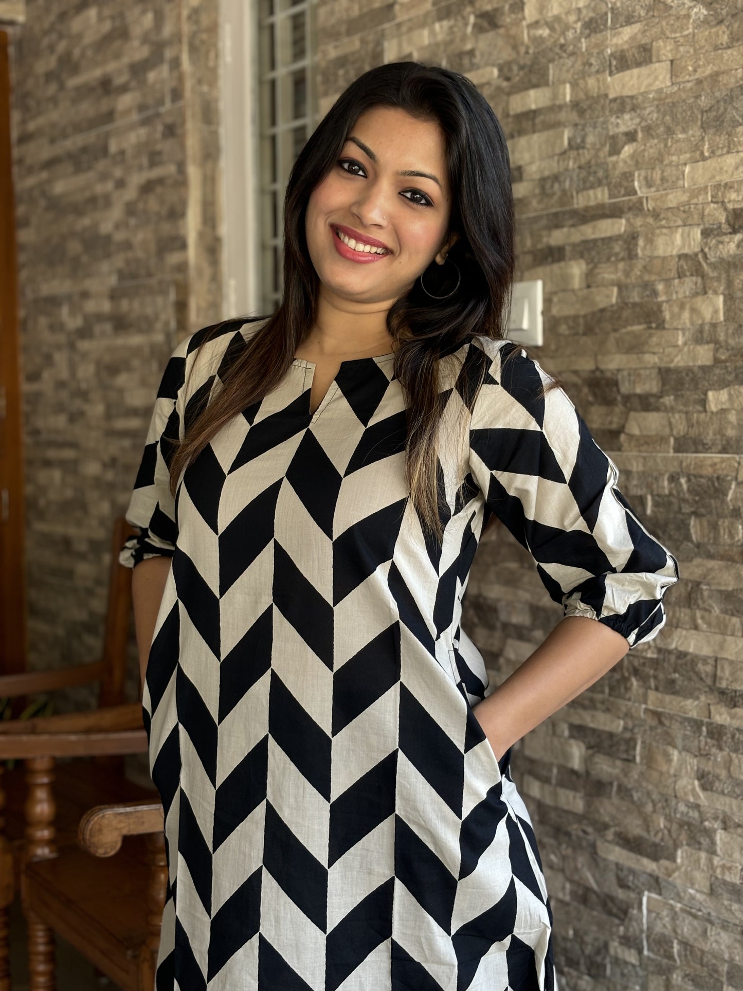 Abstract Black Print Cotton Co-ord Set
