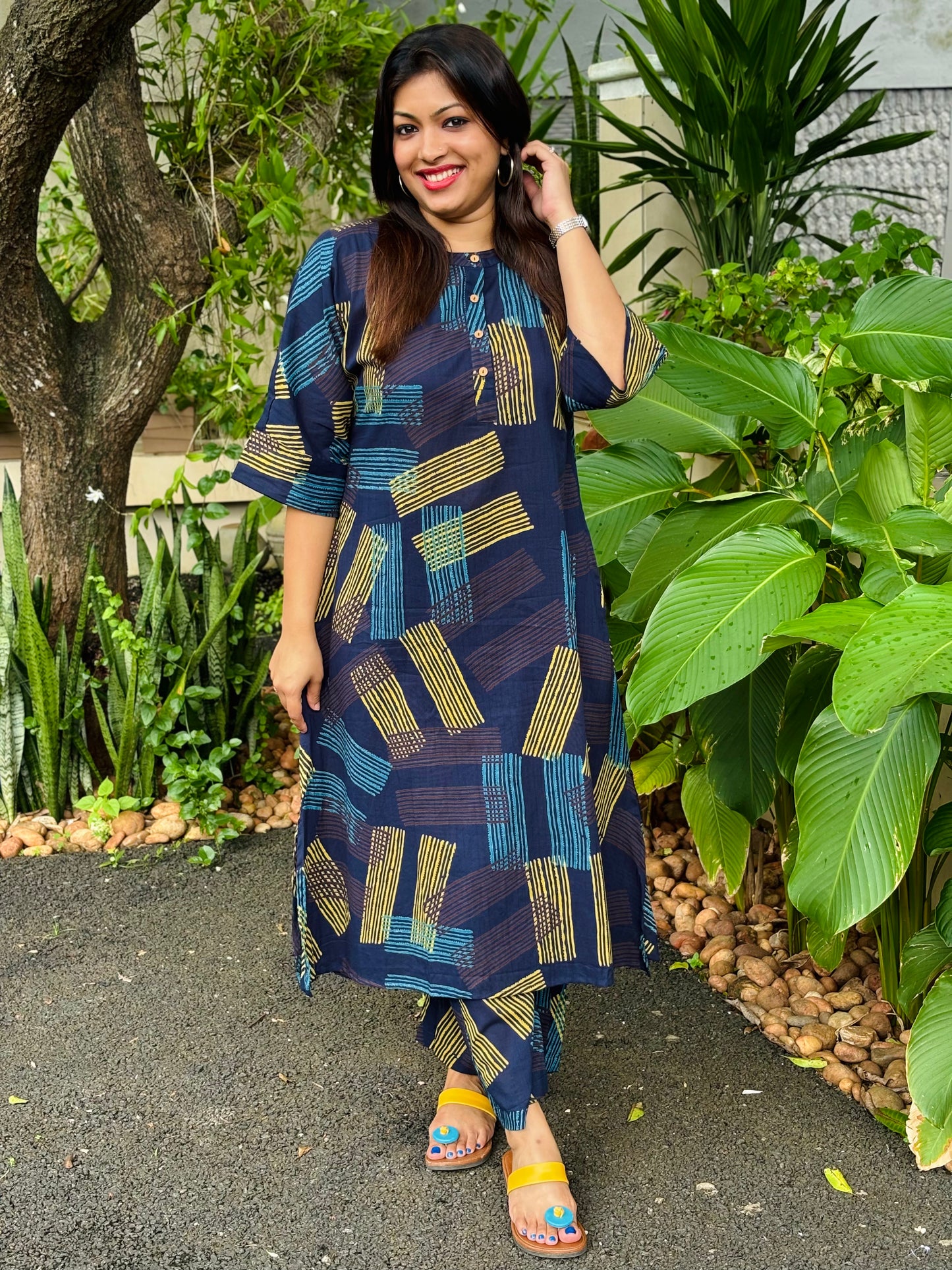 Navy Blue Kaftan Co-ord Set (Copy)
