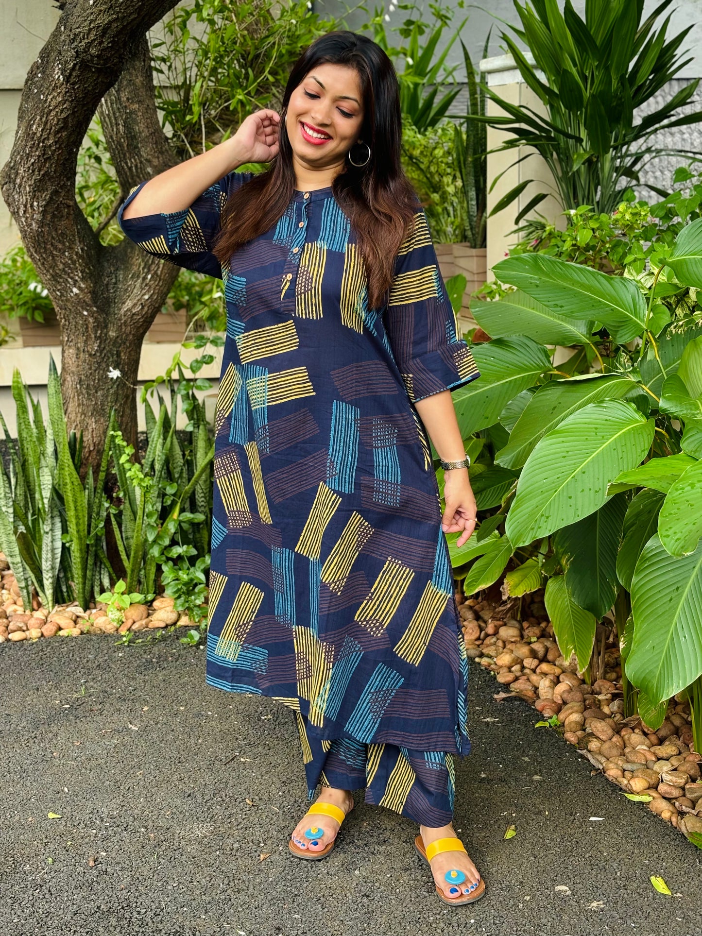 Navy Blue Kaftan Co-ord Set (Copy)