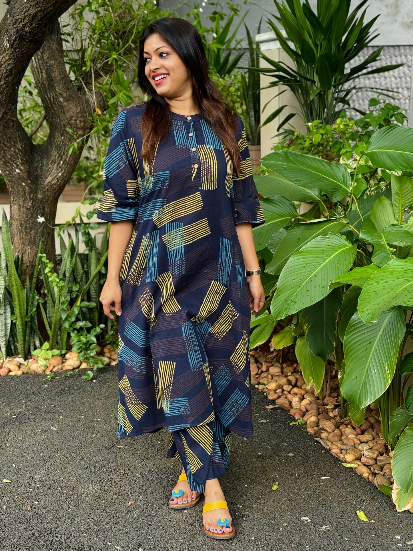 Navy Blue Kaftan Co-ord Set (Copy)