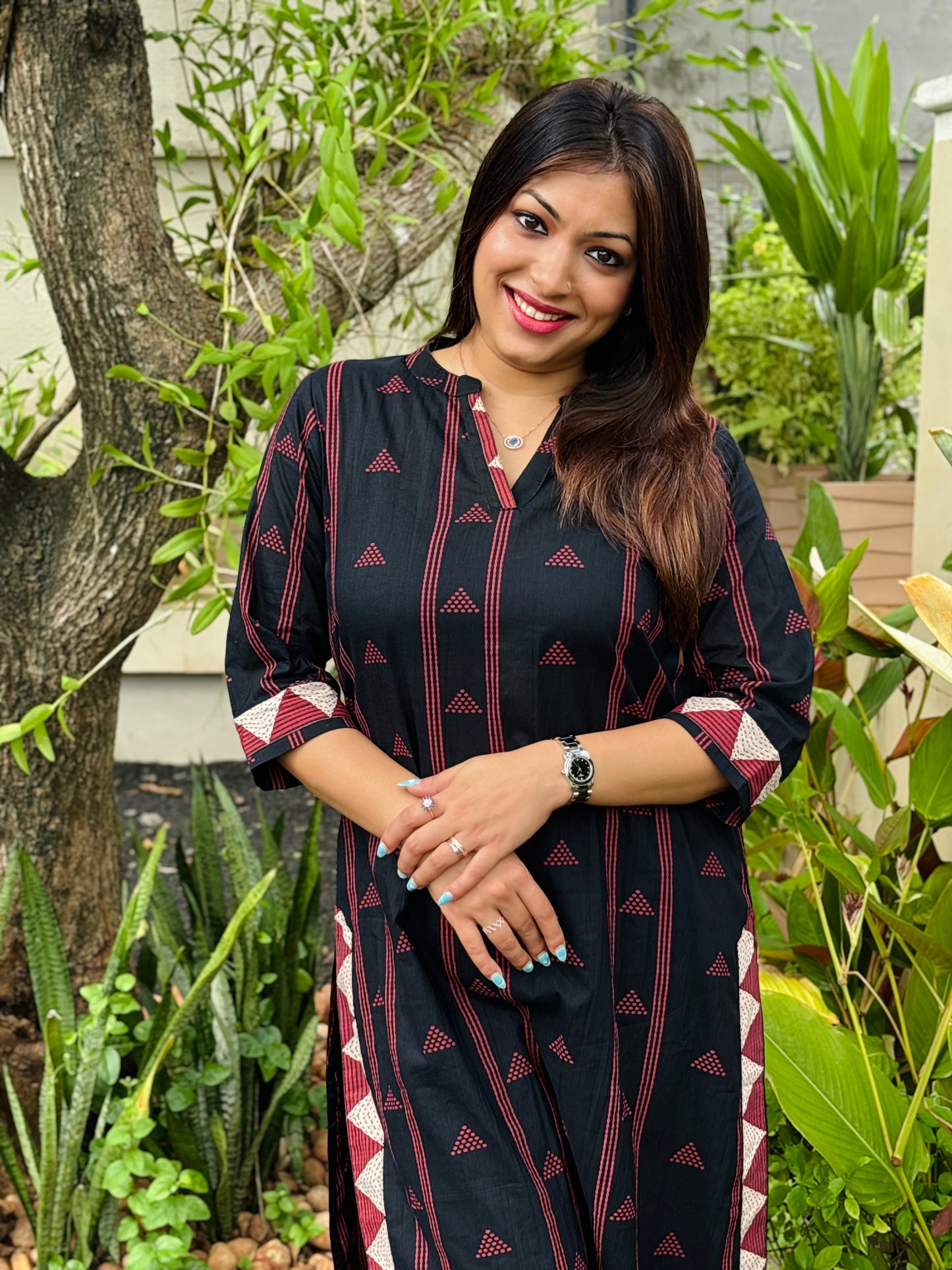 Black abstract print with border style co-ord set