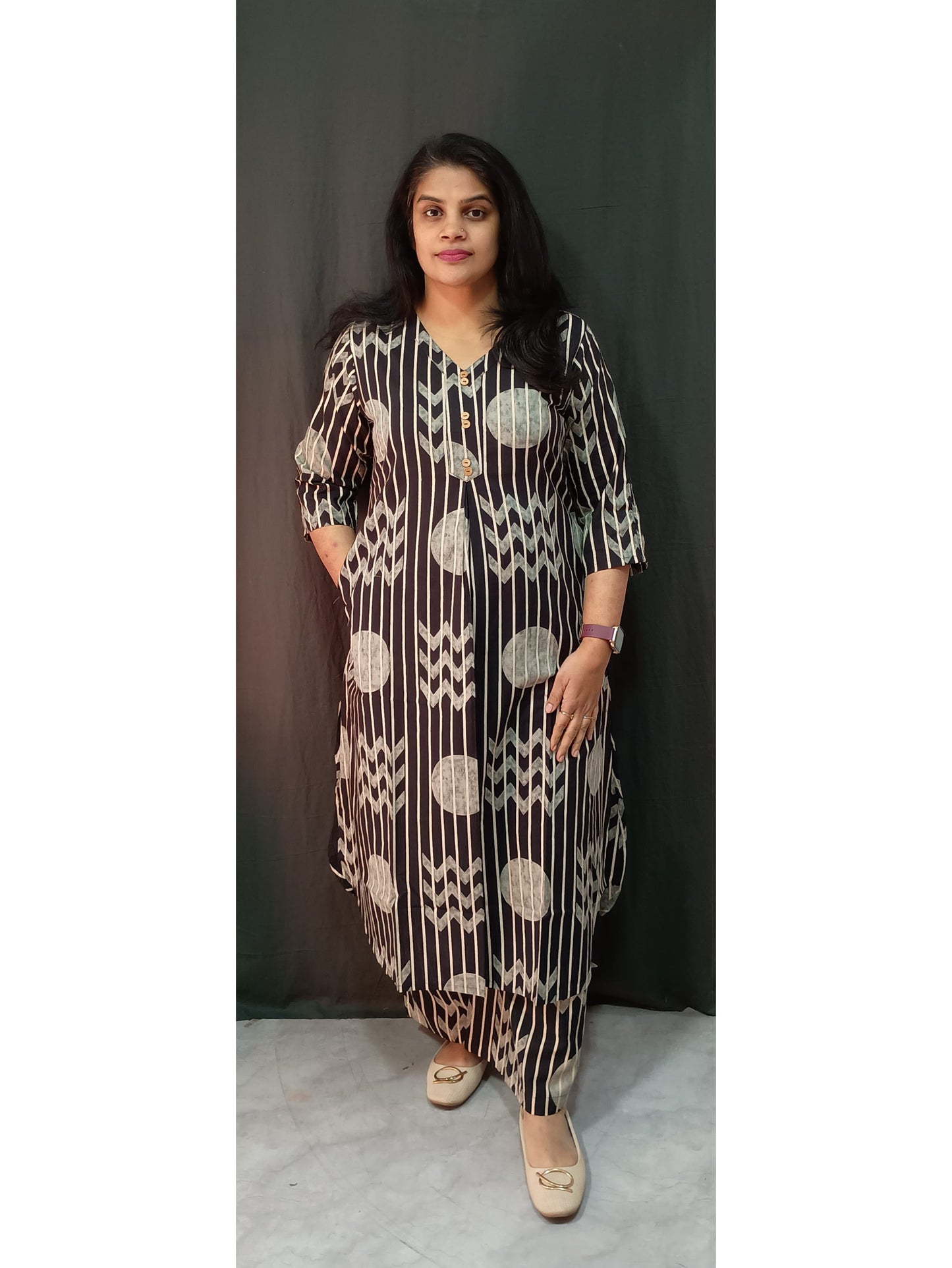 Black Stripes Cotton Co-ord Set