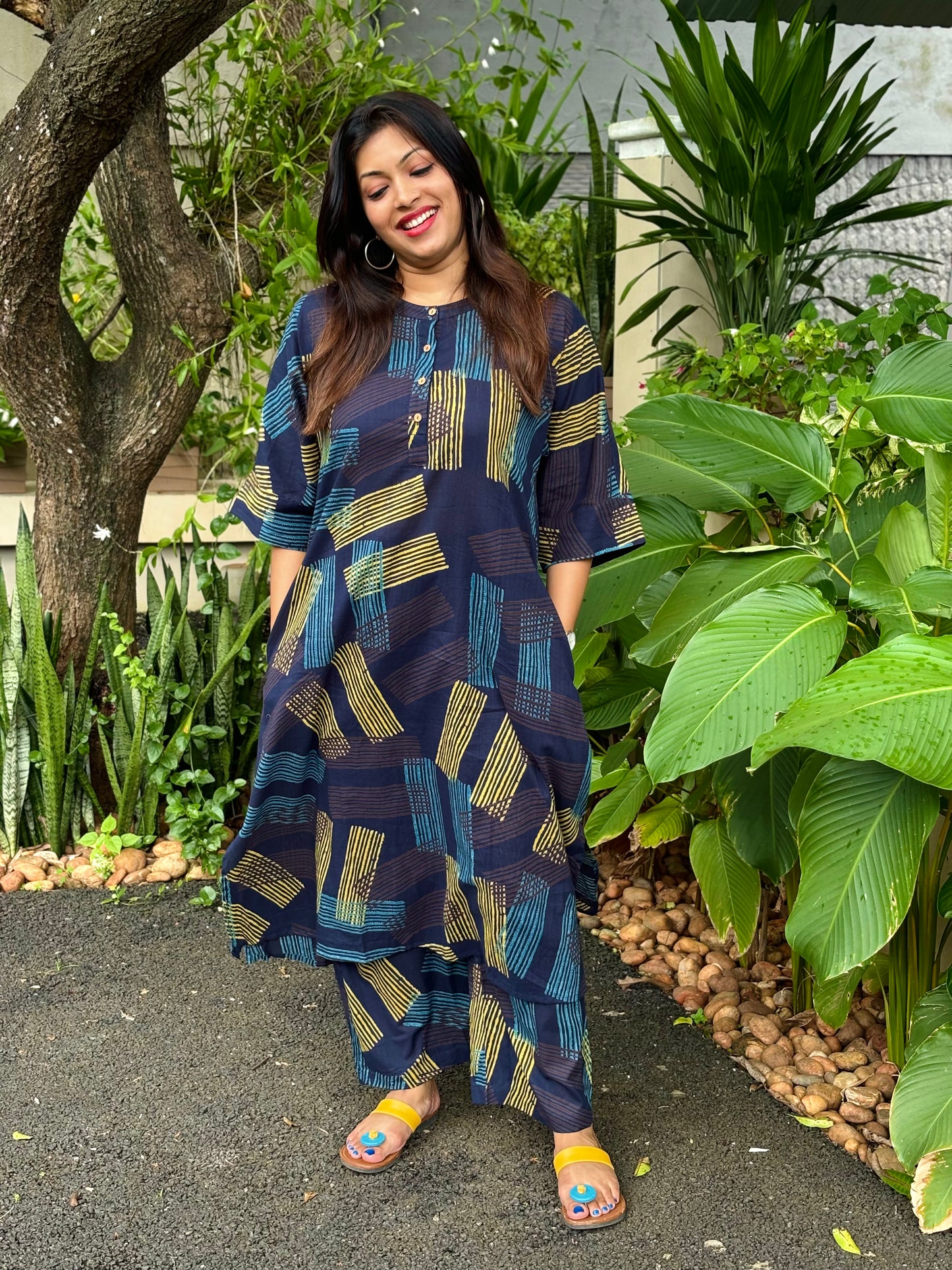 Navy Blue Kaftan Co-ord Set (Copy)