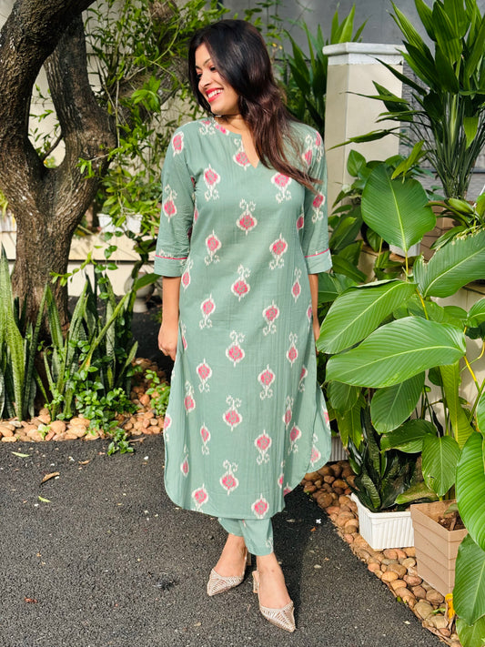 Sea Green Cotton Co-ord Set