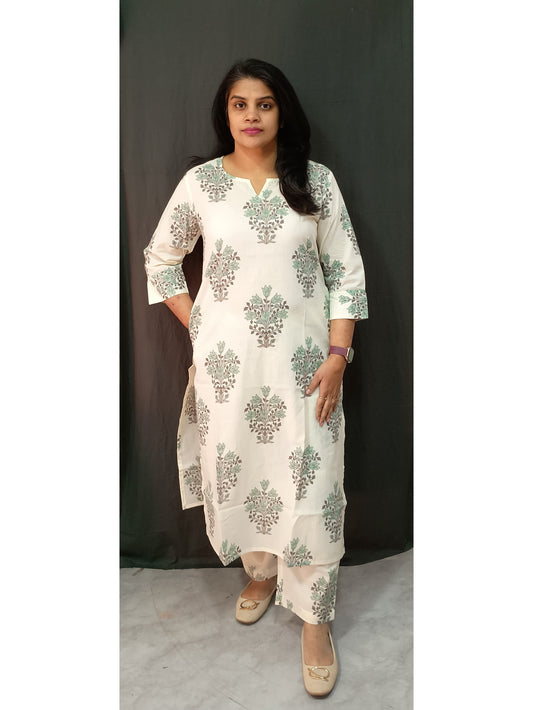 Office co-ord Mint Green Floral Cotton Co-ord Set