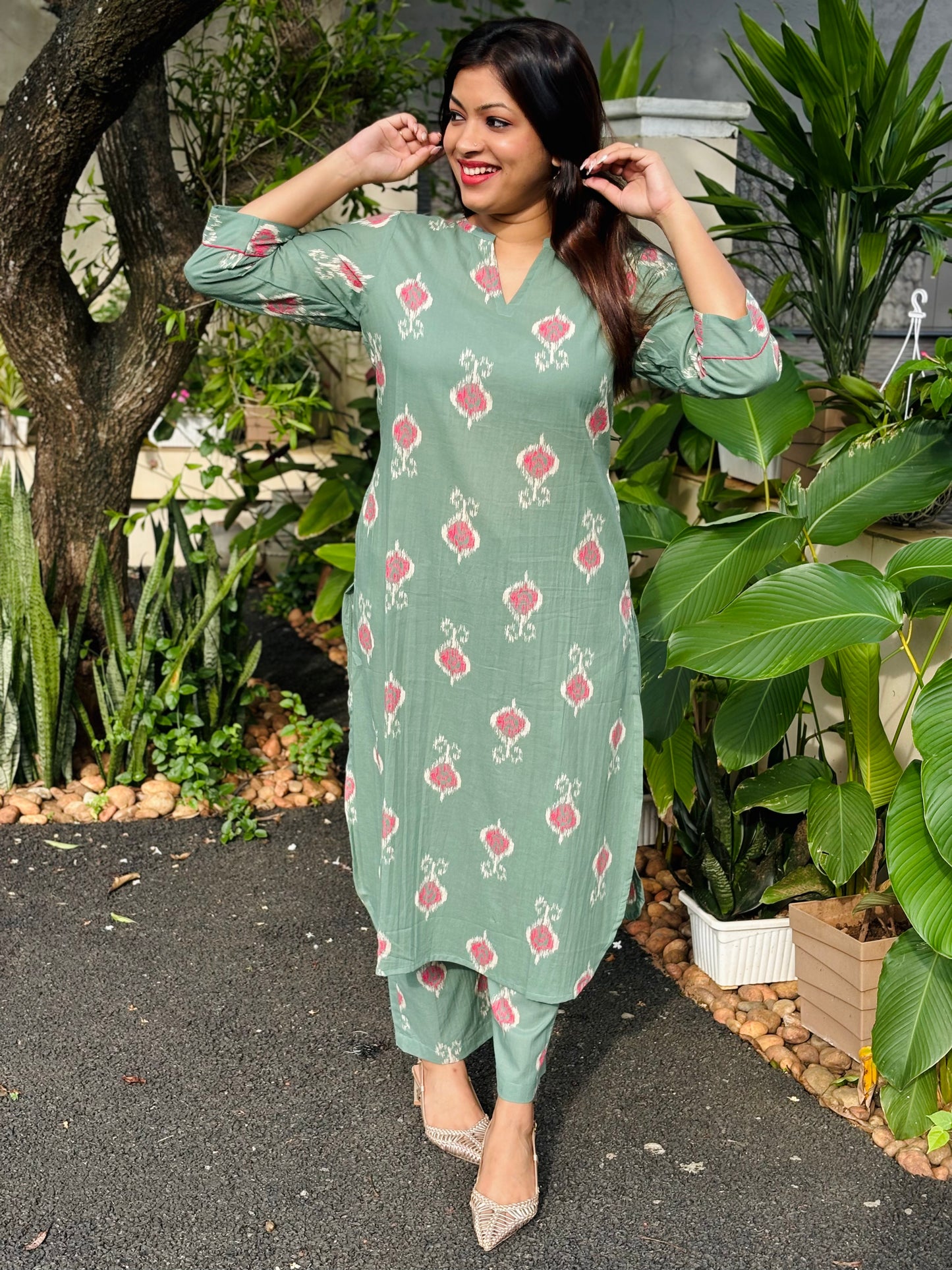Sea Green Cotton Co-ord Set