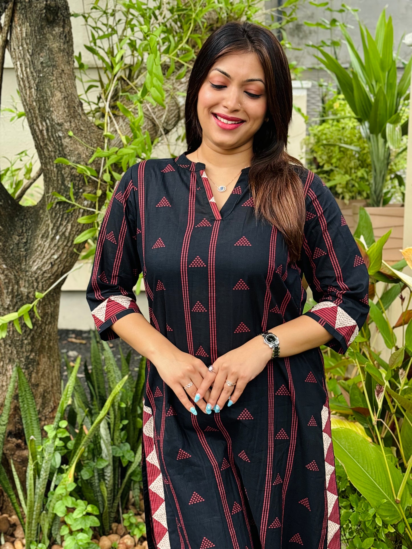 Black abstract print with border style co-ord set
