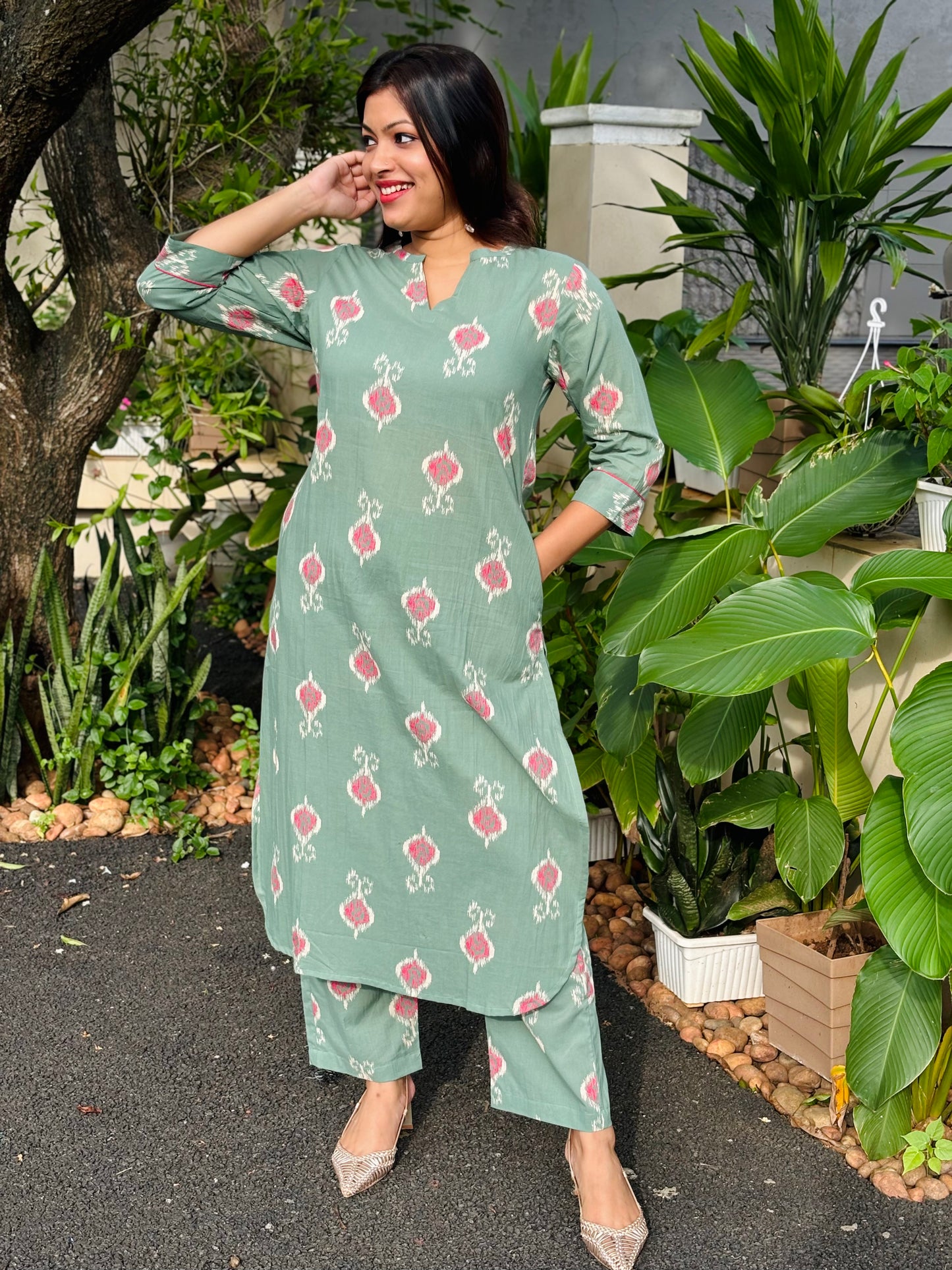 Sea Green Cotton Co-ord Set