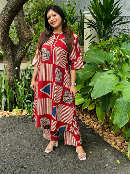 Maroon Kaftan Co-ord Set
